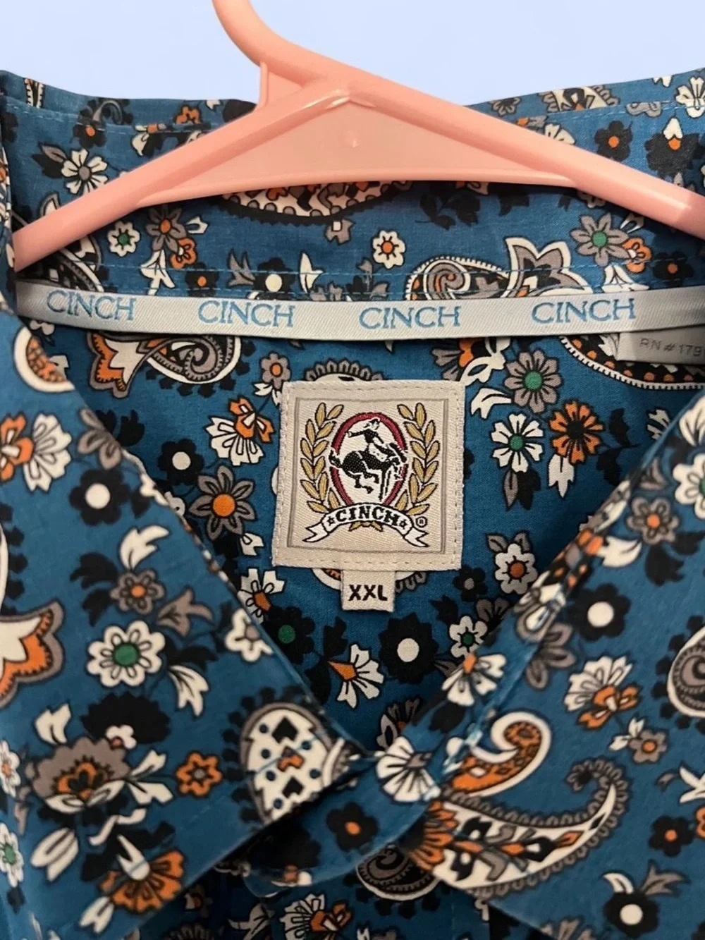Men's Teal Paisley Long-Sleeve Shirt